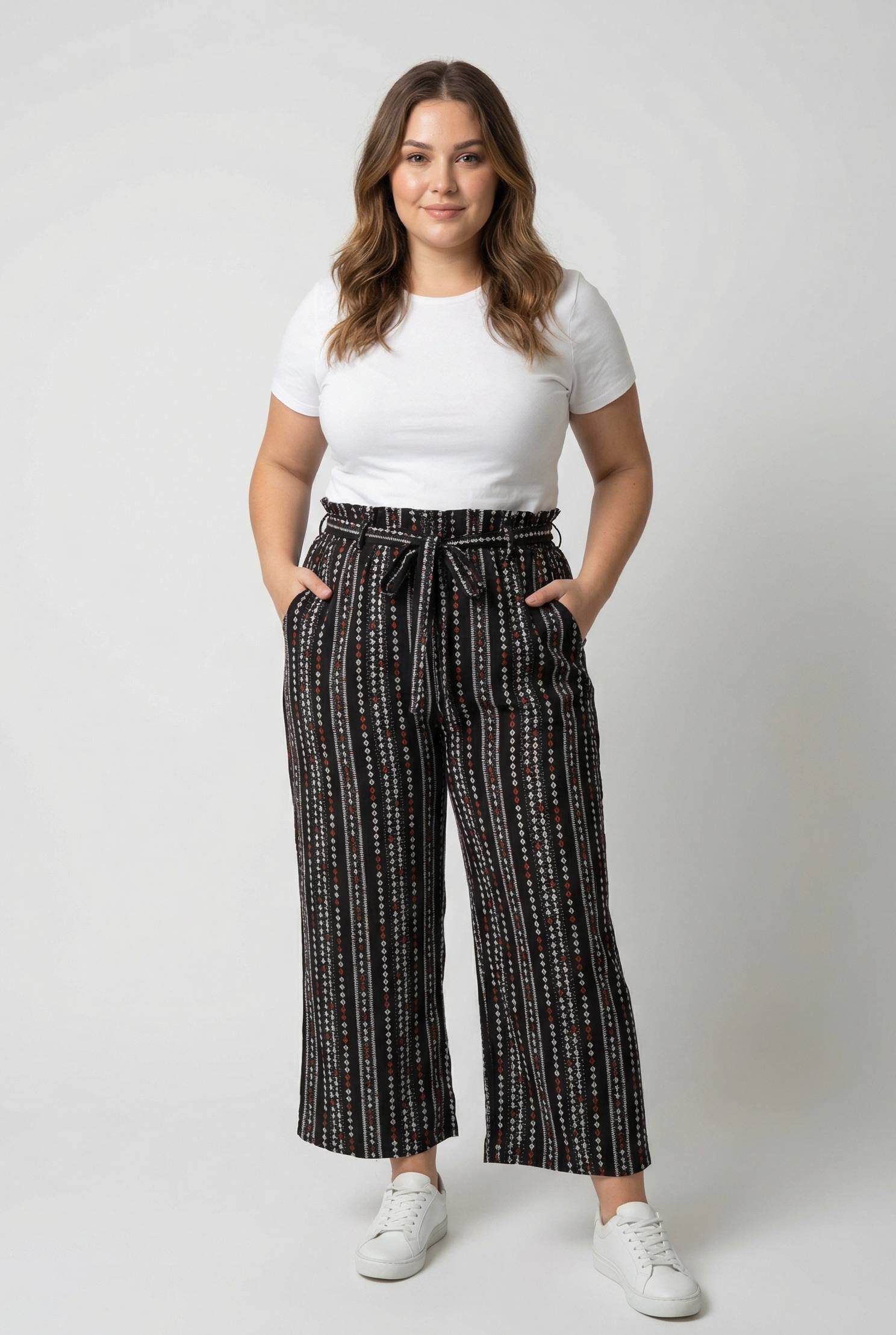 Grossiste Pomme Rouge Paris - Pantalon grande taille imprimé (B231)