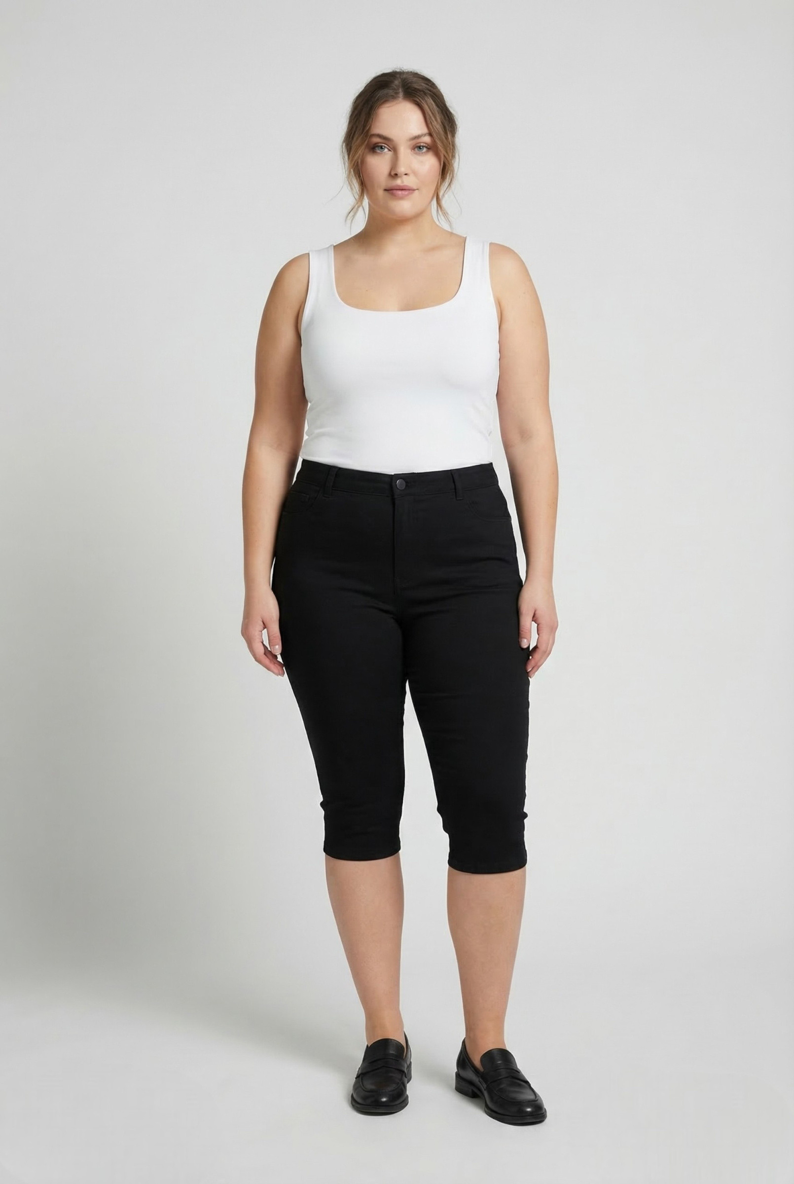 Grossiste Pomme Rouge Paris - Pantacourt grande taille ultra stretch (B232)