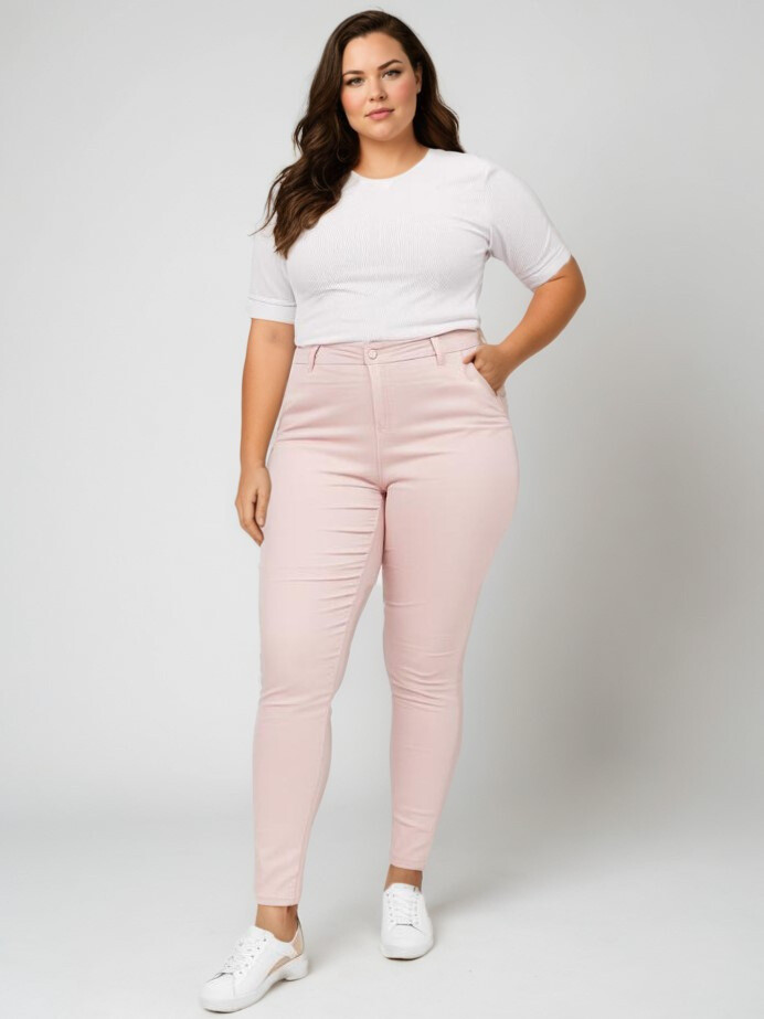 Grossiste Pomme Rouge Paris - Pantalon beige grande taille (B309)