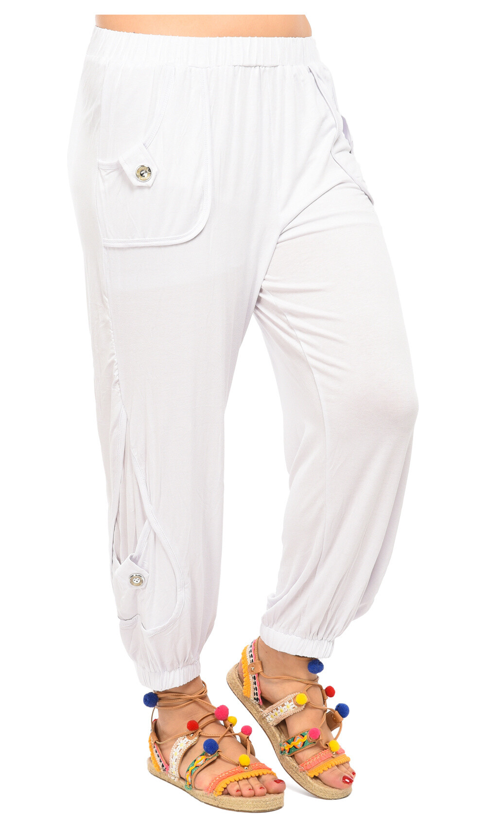 Grossiste Pomme Rouge Paris - Pantalon bouffant blanc (B117)