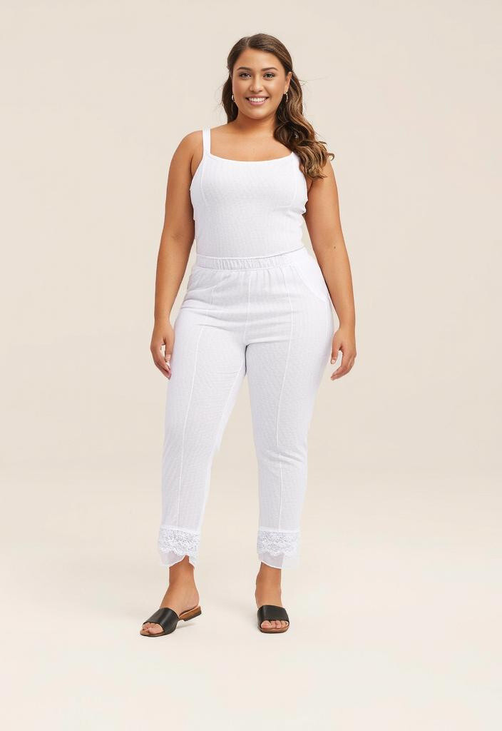 Grossiste Pomme Rouge Paris - Pantalon avec dentelle grande taille (B102)