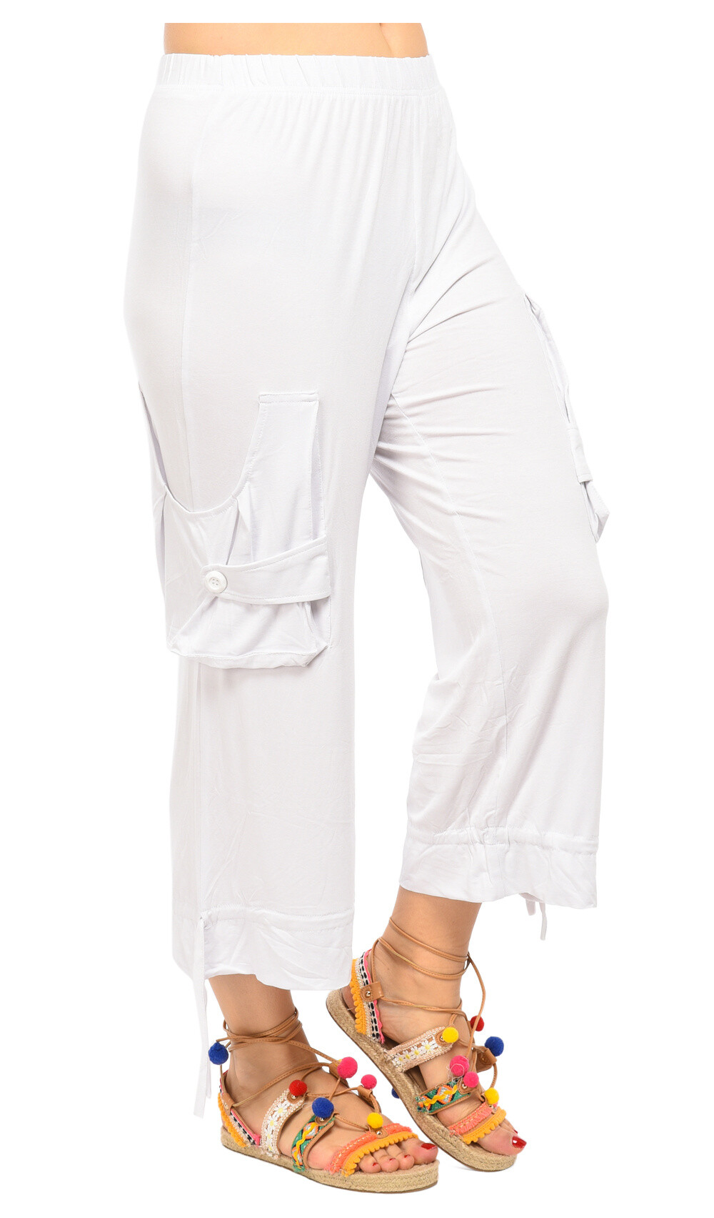 Grossiste Pomme Rouge Paris - Pantalon blanc surpiqure noir (B101)