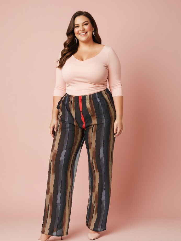 Grossiste Pomme Rouge Paris - Pantalon imprimé grande taille (B98)