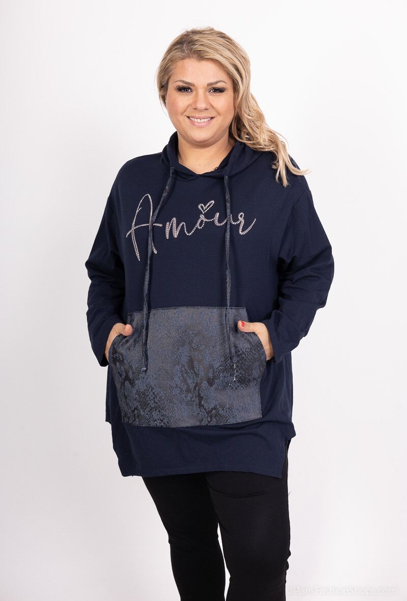Mayorista Pomme Rouge Paris - Sudadera con capucha “love” azul (T05538)