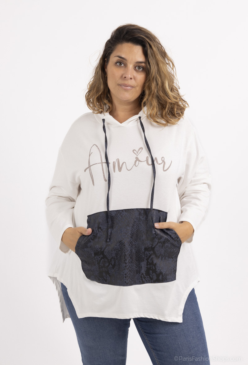 Mayorista Pomme Rouge Paris - Sudadera blanca “love” (T05538)