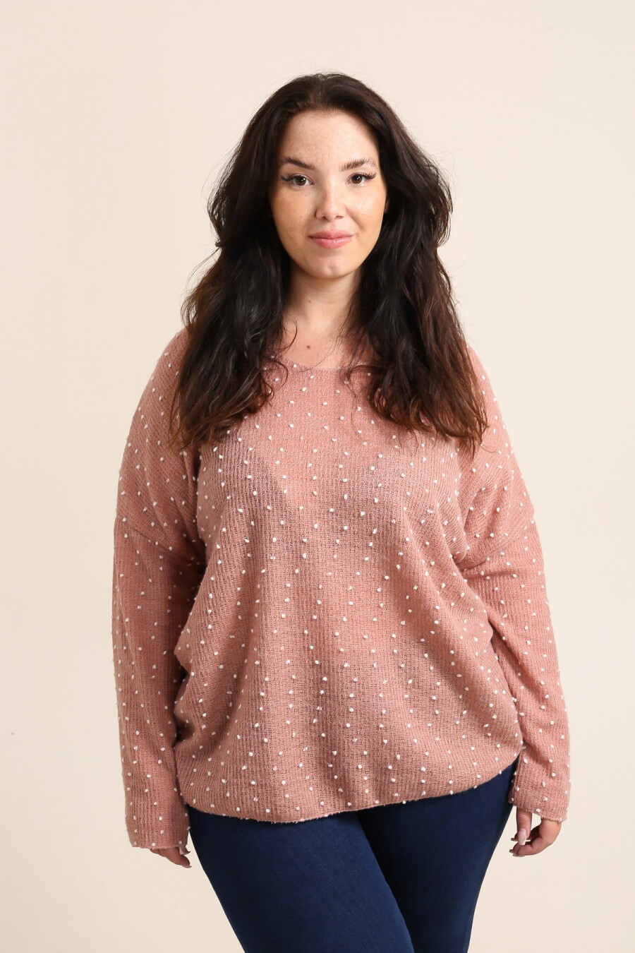 Mayorista Pomme Rouge Paris - Jersey rosa con relieve de lunares (T82830)