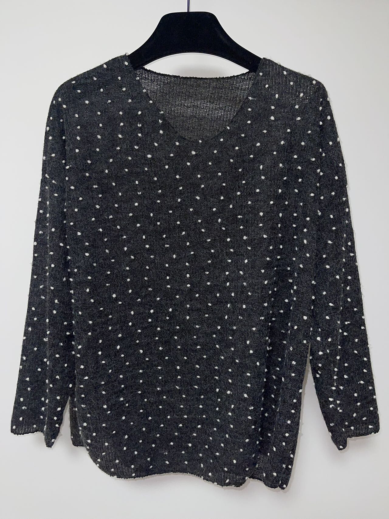 Mayorista Pomme Rouge Paris - Jersey negro con relieve de lunares (T82830)