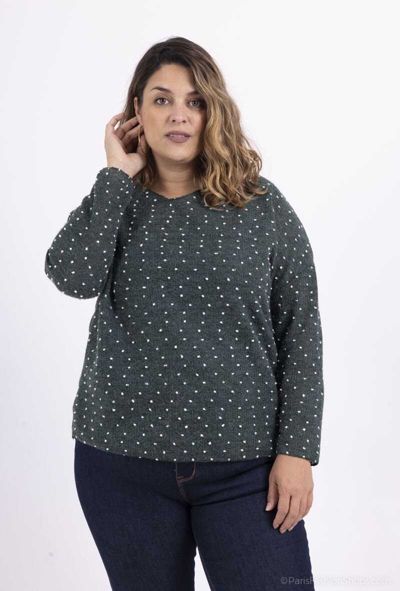 Mayorista Pomme Rouge Paris - Jersey verde con relieve de lunares (T82830)