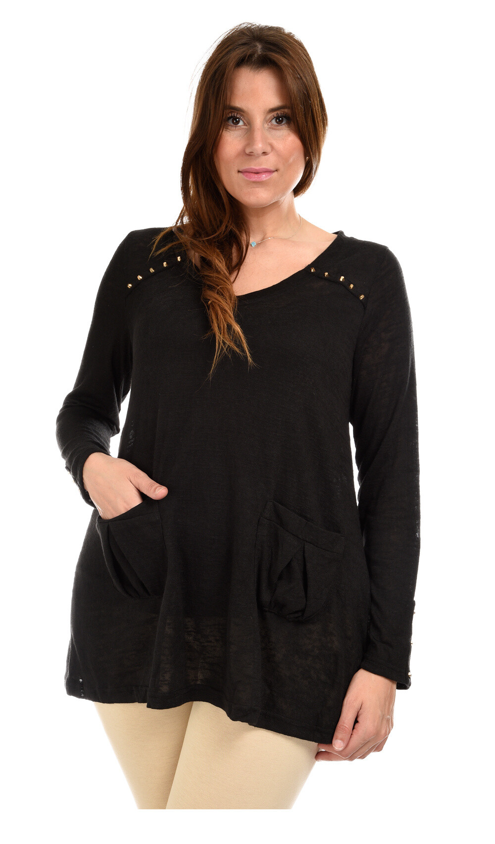Mayorista Pomme Rouge Paris - Jersey fino con botones dorados (A326)