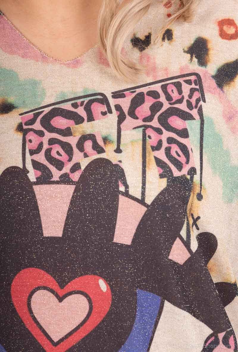 Grossiste Pomme Rouge Paris - Pull fin avec motif lurex doré (TNM1G)