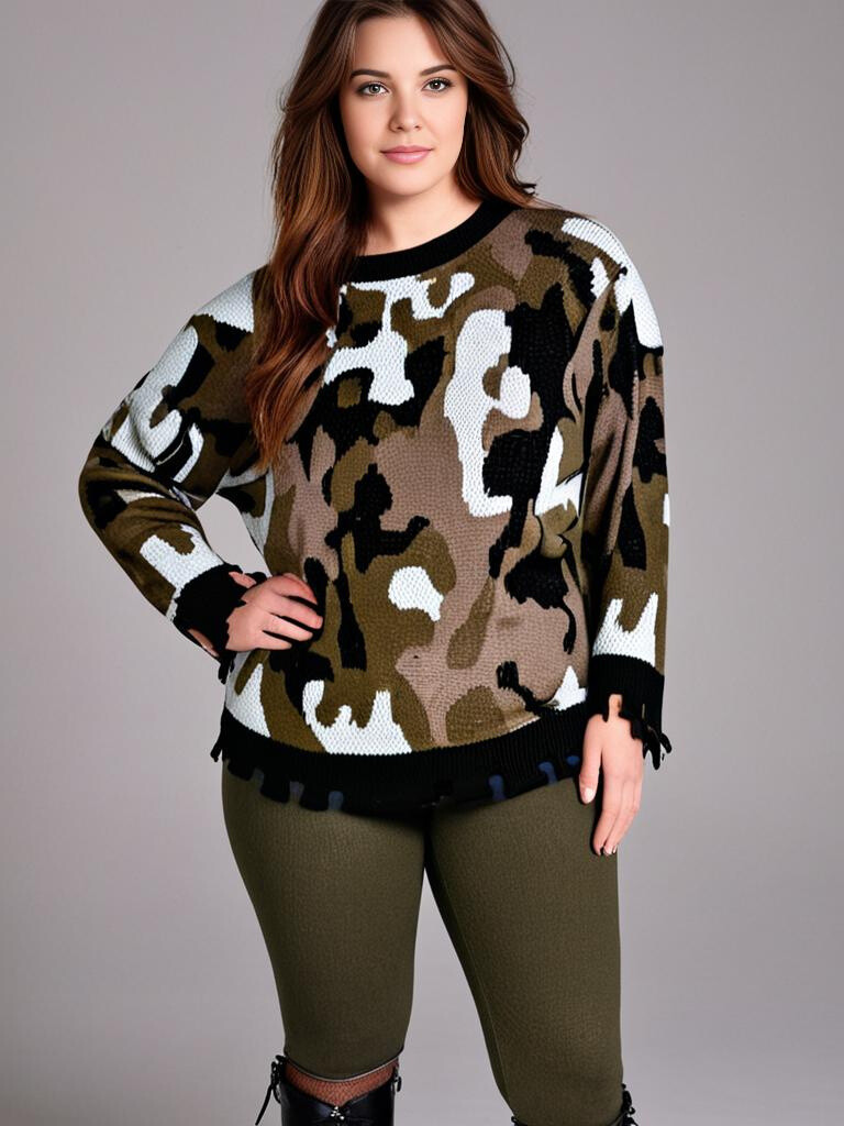 Grossiste Pomme Rouge Paris - Pull imprimé militaire (JX100)