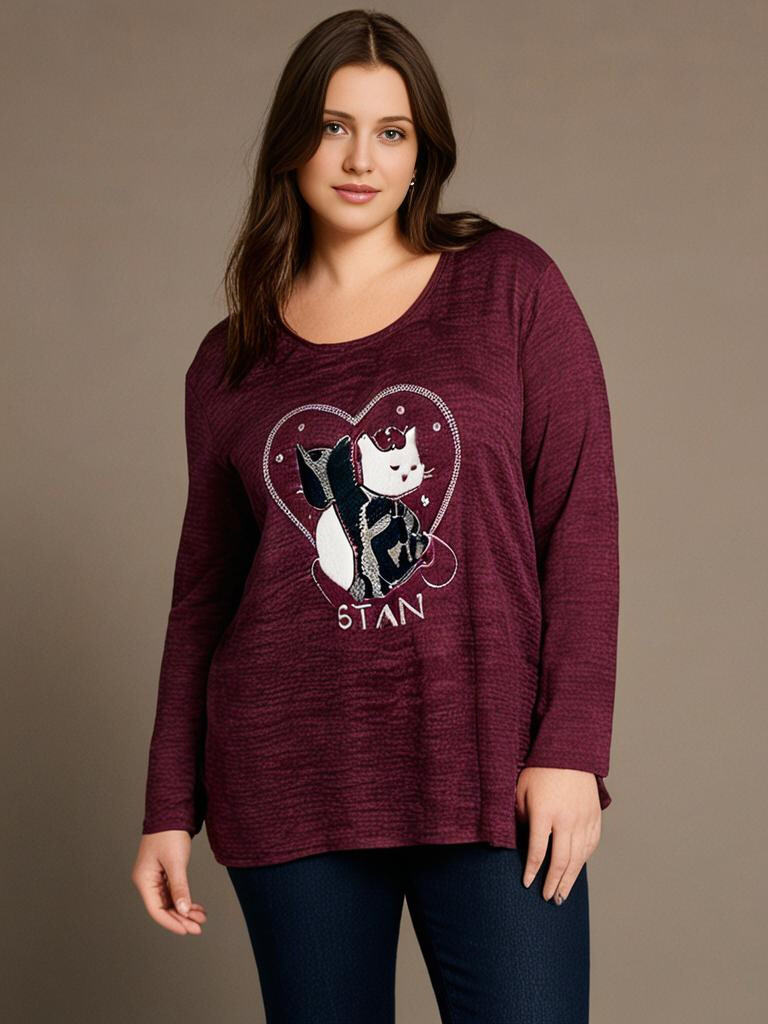 Großhändler Pomme Rouge Paris - Red Sweater Chat Muster (T9818)