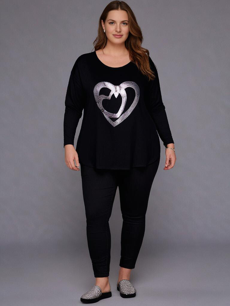 Großhändler Pomme Rouge Paris - Schwarzes Herzmustertunika (T24529)