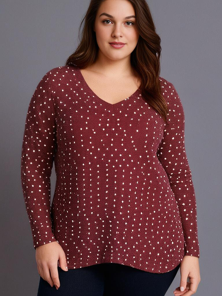 Grossiste Pomme Rouge Paris - Pull rouge avec pois en relief (T82830)