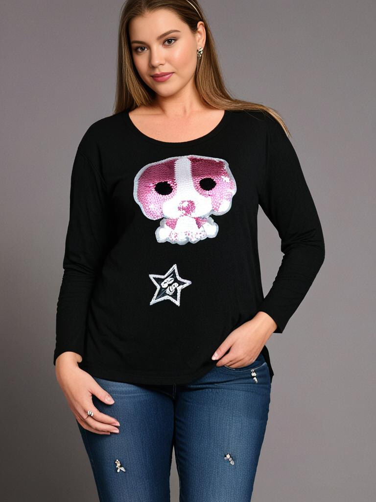 Wholesaler Pomme Rouge Paris - Sweater with sequin motif (A907)