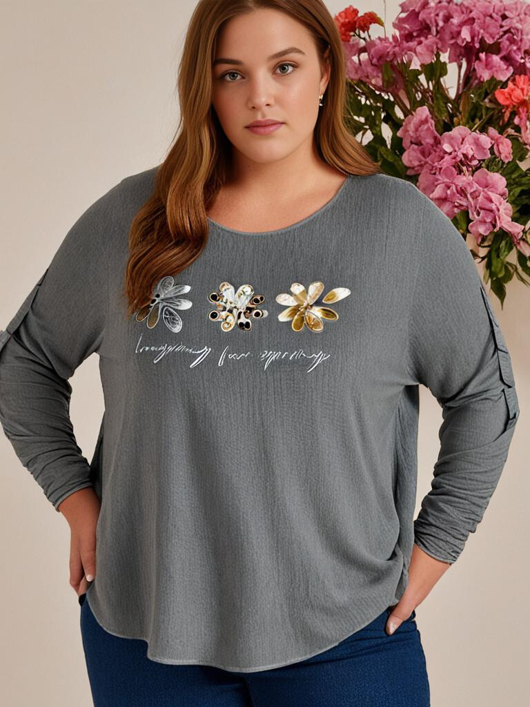Großhändler Pomme Rouge Paris - Feiner Blumenpullover (T23725)