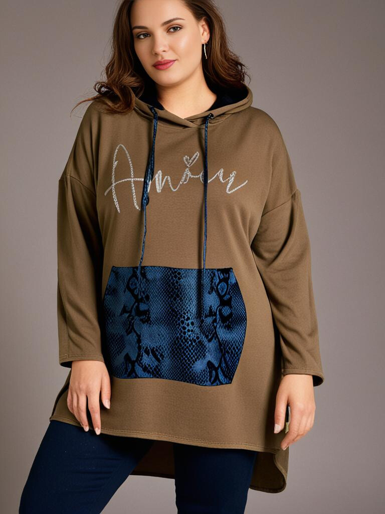 Mayorista Pomme Rouge Paris - Camel "amor" sudadera con capucha (T05538)