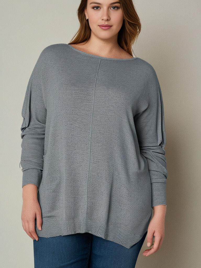 Grossiste Pomme Rouge Paris - Pull en maille gris (T1444)