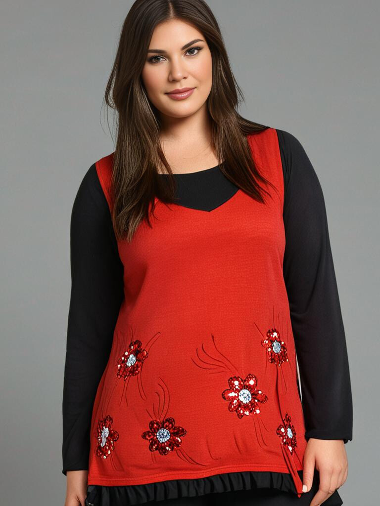 Grossiste Pomme Rouge Paris - Ensemble sous pull + top à motif (A632)