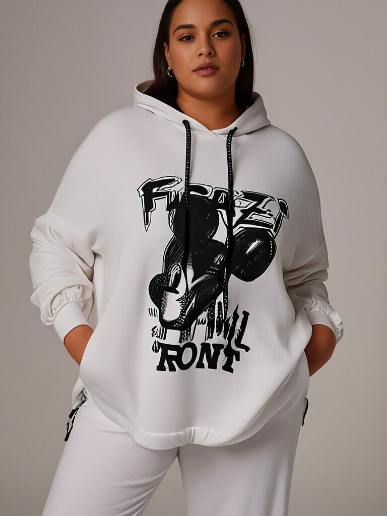 Mayorista Pomme Rouge Paris - Sudadera blanca con capucha con graffitti (T05557)