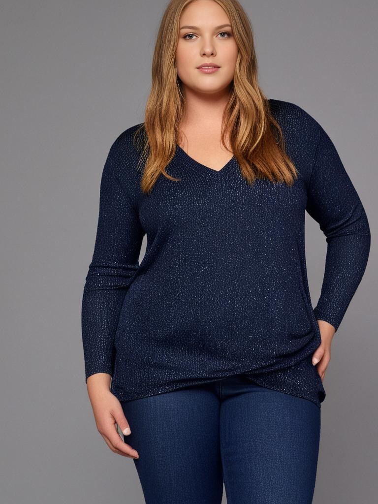 Mayorista Pomme Rouge Paris - Suéter de Lurex azul marino (T3195)