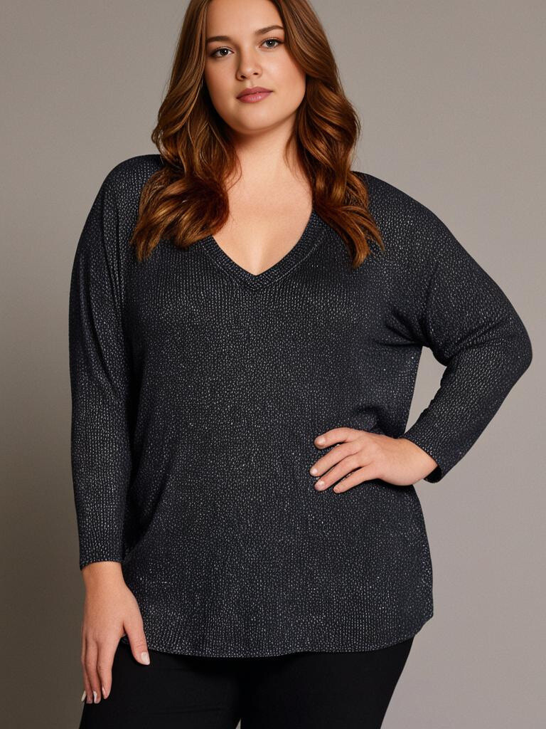 Grossiste Pomme Rouge Paris - Pull lurex noir (T3195)