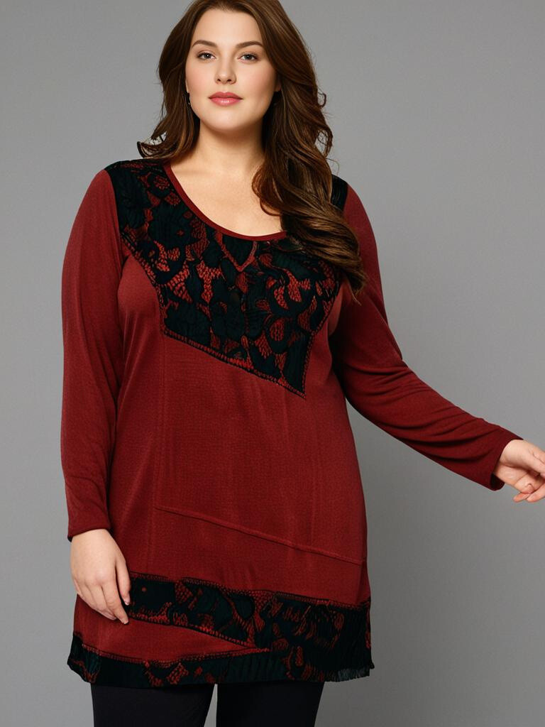 Grossiste Pomme Rouge Paris - Pull bordeaux avec dentelle (A729)