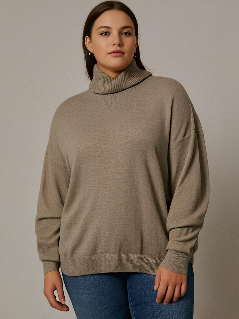 Großhändler Pomme Rouge Paris - Taupe Rollkragenpullover (T9360)