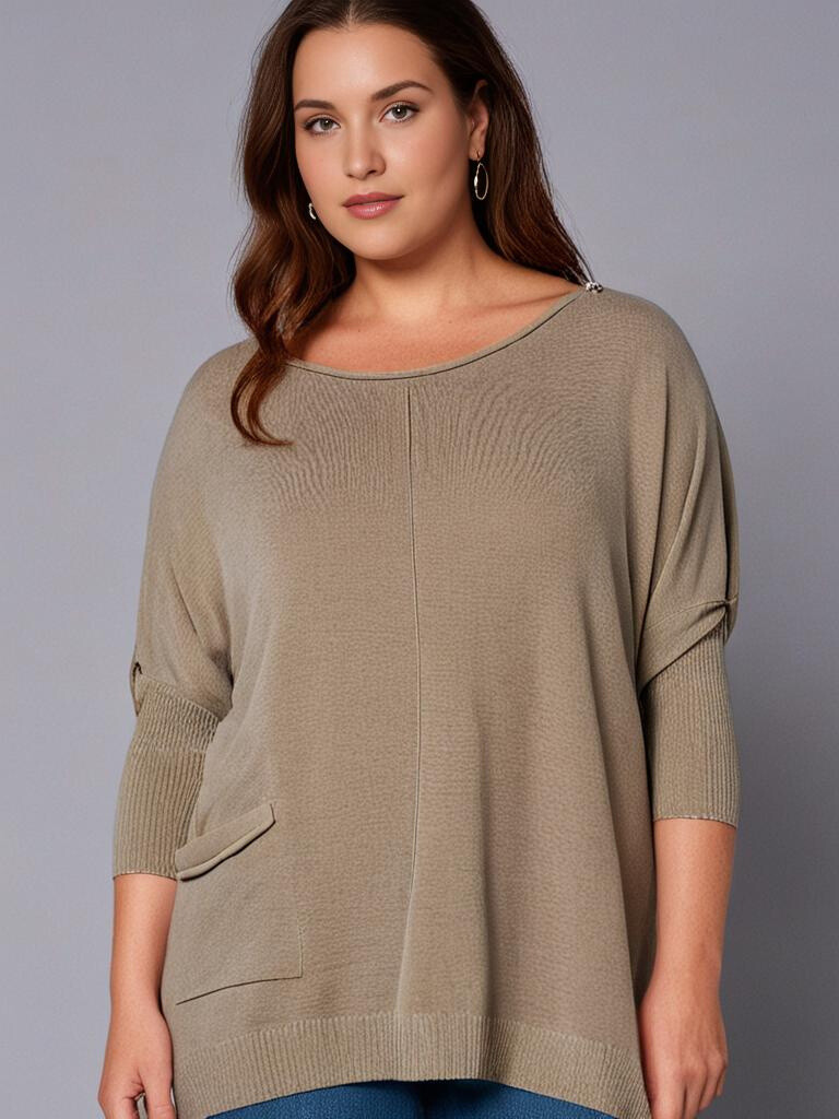 Grossiste Pomme Rouge Paris - Pull en maille taupe (T1444)