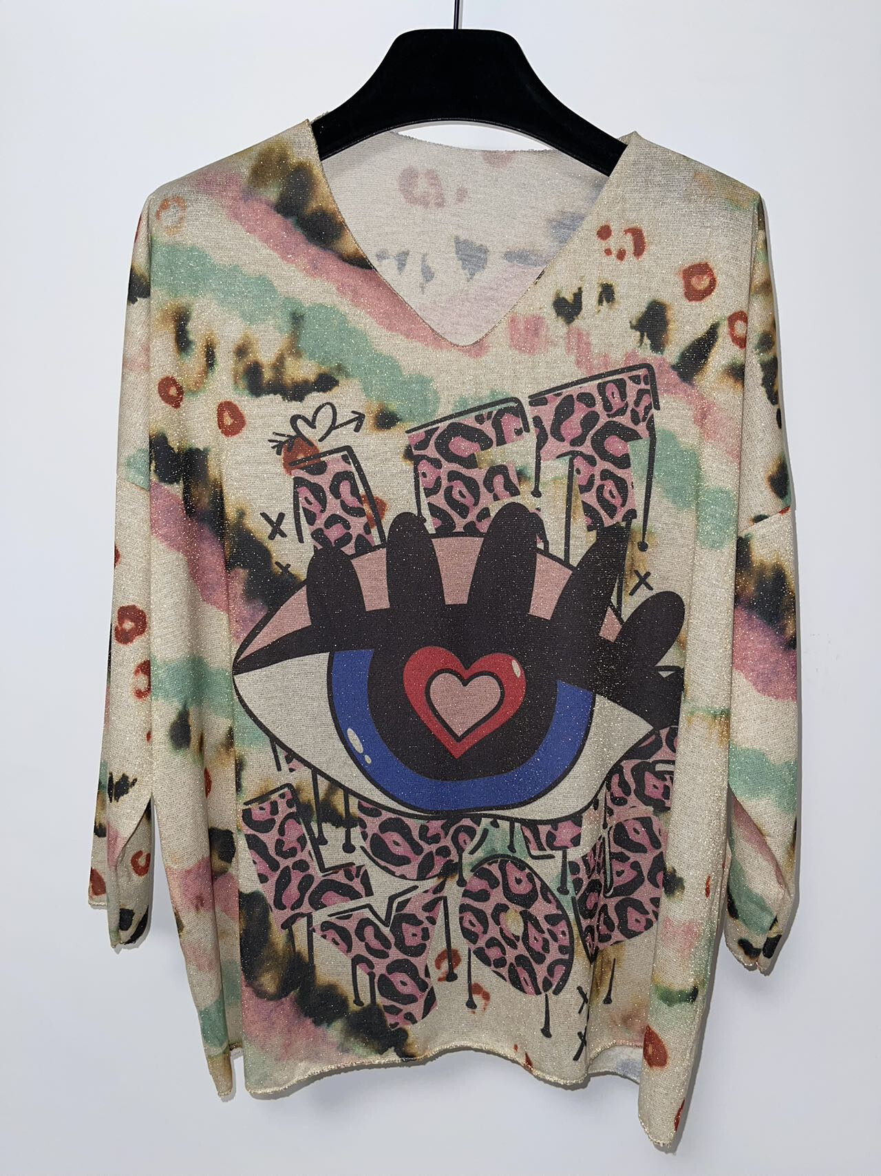 Grossiste Pomme Rouge Paris - Pull fin avec motif lurex doré (TNM1G)