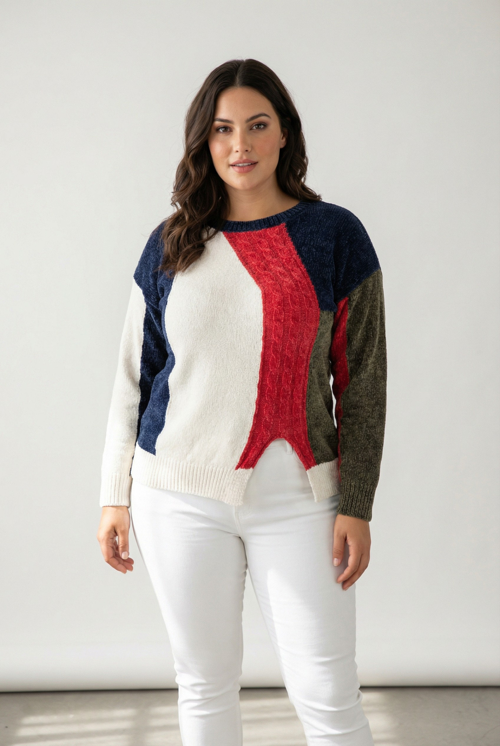 Grossista Pomme Rouge Paris - Maglione colorblock blu (JX093)