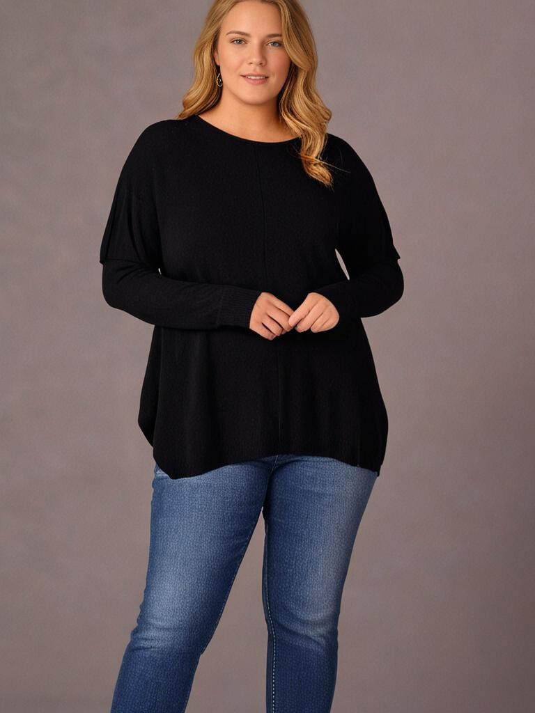 Grossiste Pomme Rouge Paris - Pull en maille noir (T1444)