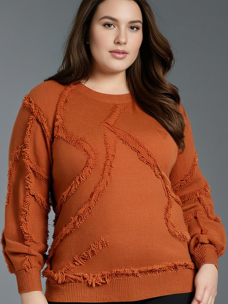 Grossiste Pomme Rouge Paris - Pull rouille effet déchiré (JX091)