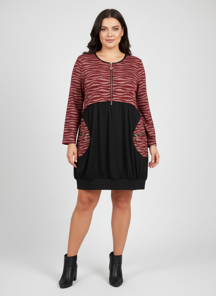 Wholesaler Pomme Rouge Paris - Plus Size Printed Dress (A733)