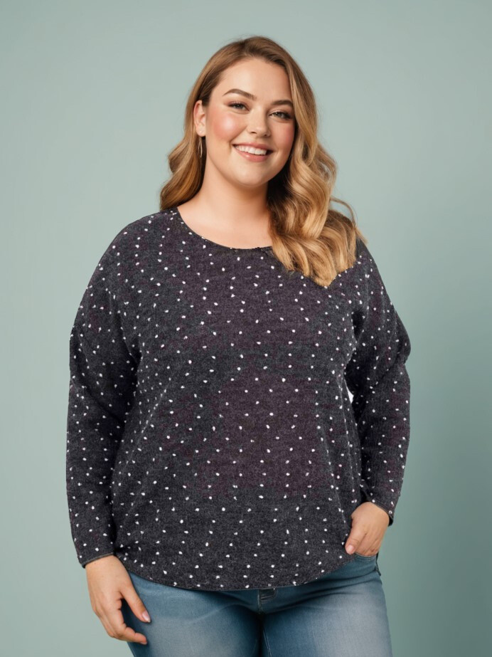 Großhändler Pomme Rouge Paris - Schwarzer Pullover mit erhabenen Punkten (T82830)