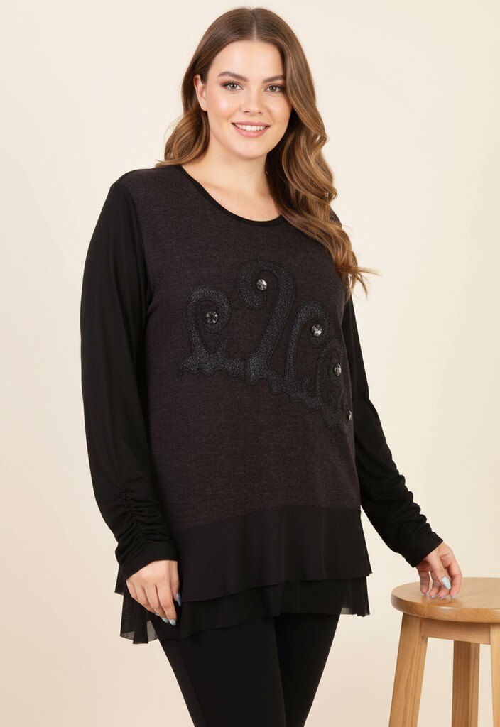 Mayorista Pomme Rouge Paris - Jersey con volantes y estampado (A936)