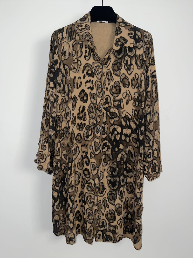 Wholesaler Pomme Rouge Paris - Brown leopard print dress (T3227)