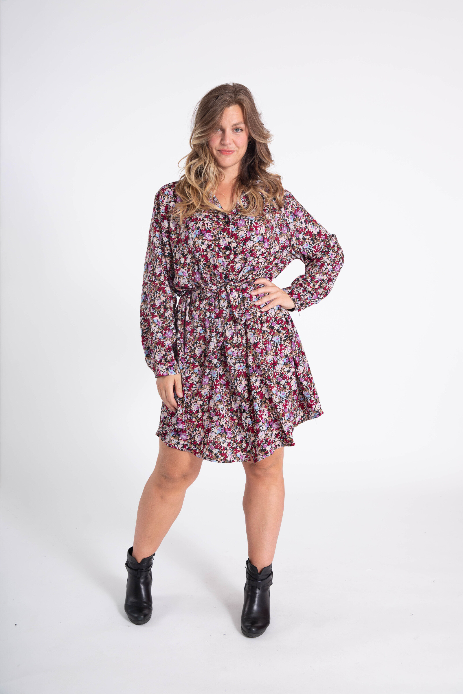 Wholesaler Pomme Rouge Paris - Purple printed shirt dress (CA6516)