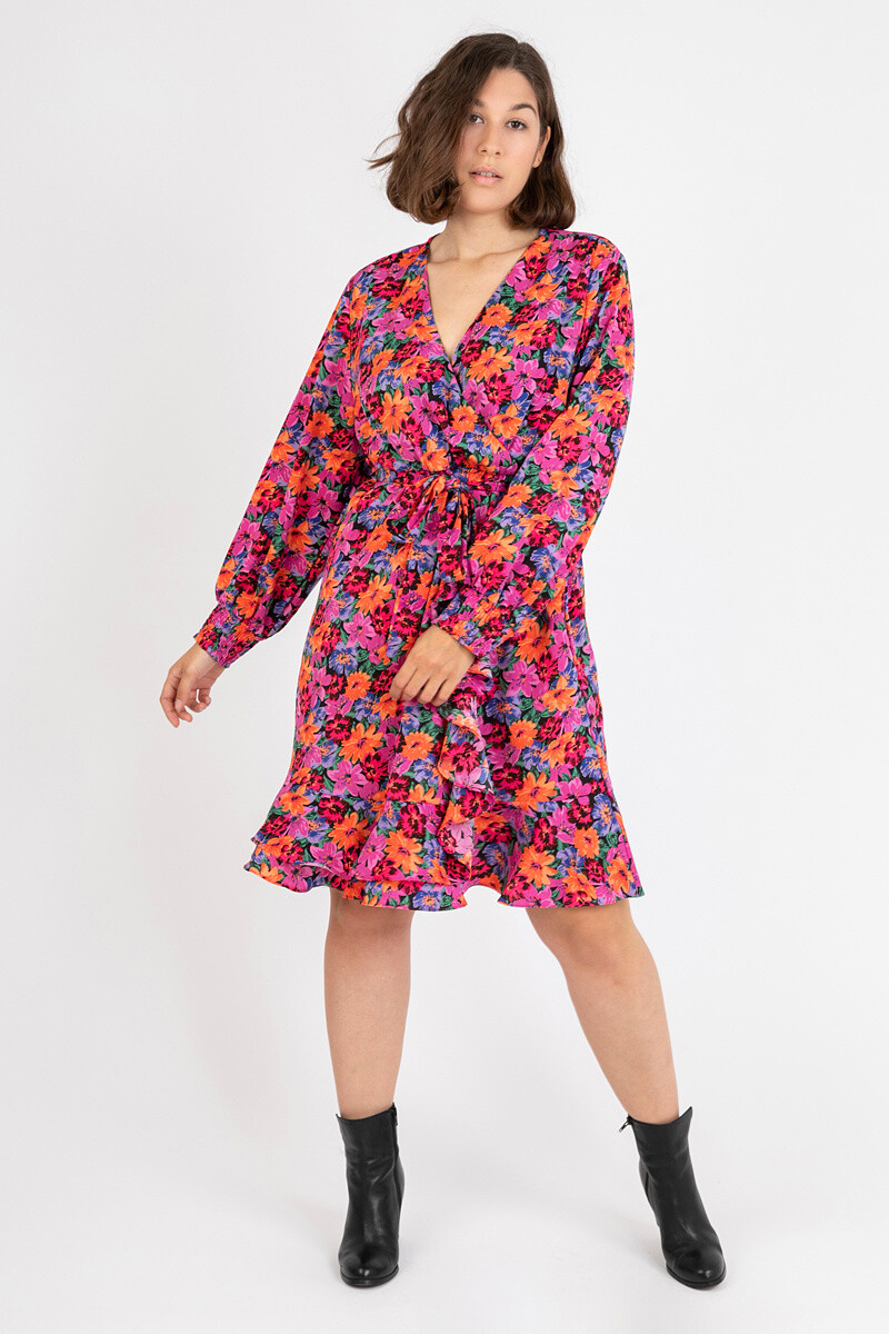 Wholesaler Pomme Rouge Paris - Purple printed wrap dress (C6529)