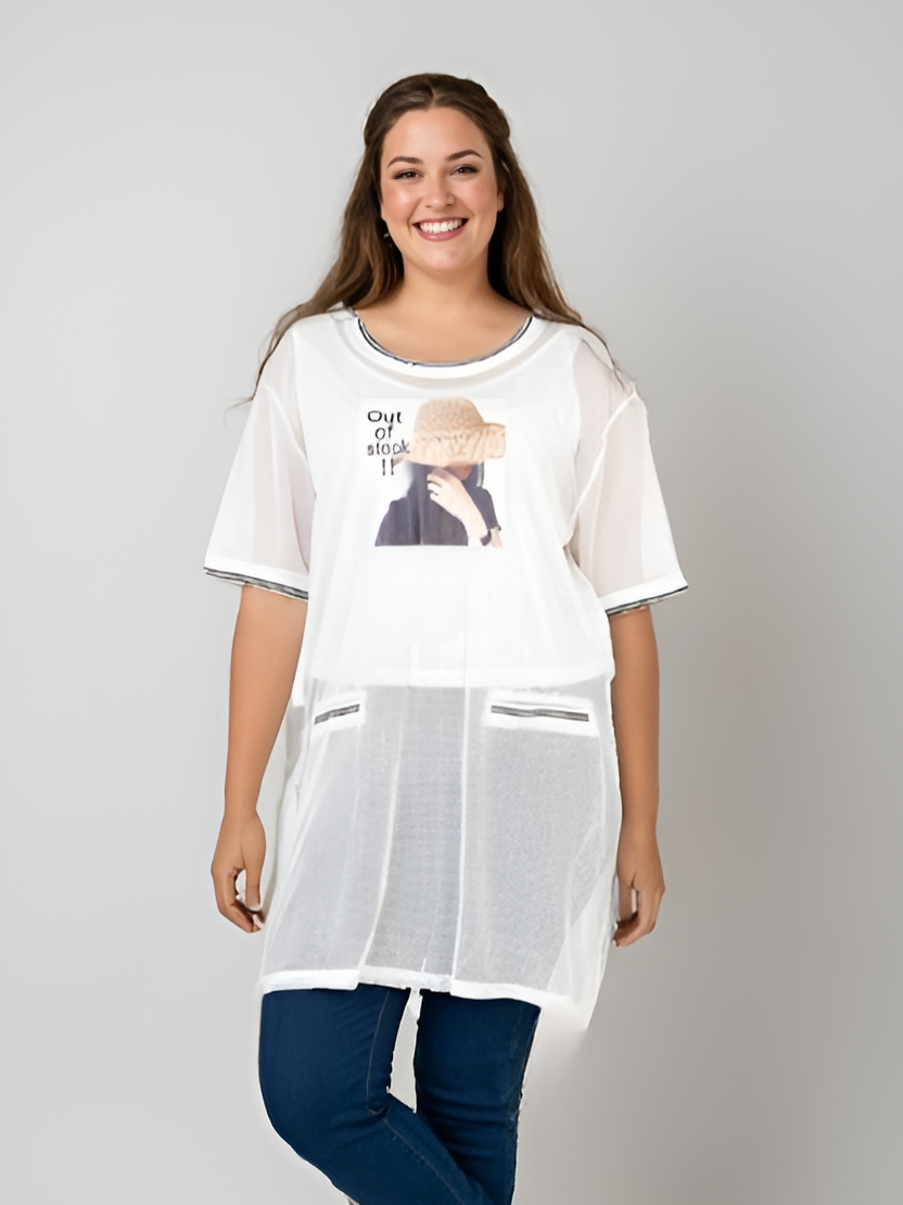 Grossiste Pomme Rouge Paris - Robe deux en un avec motif blanc (C6562)
