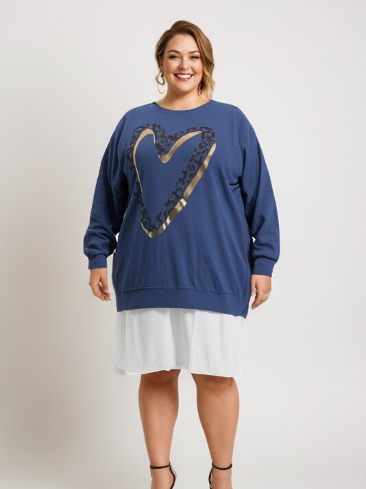 Großhändler Pomme Rouge Paris - Blau-herzgemustertes Kleid (T221214)