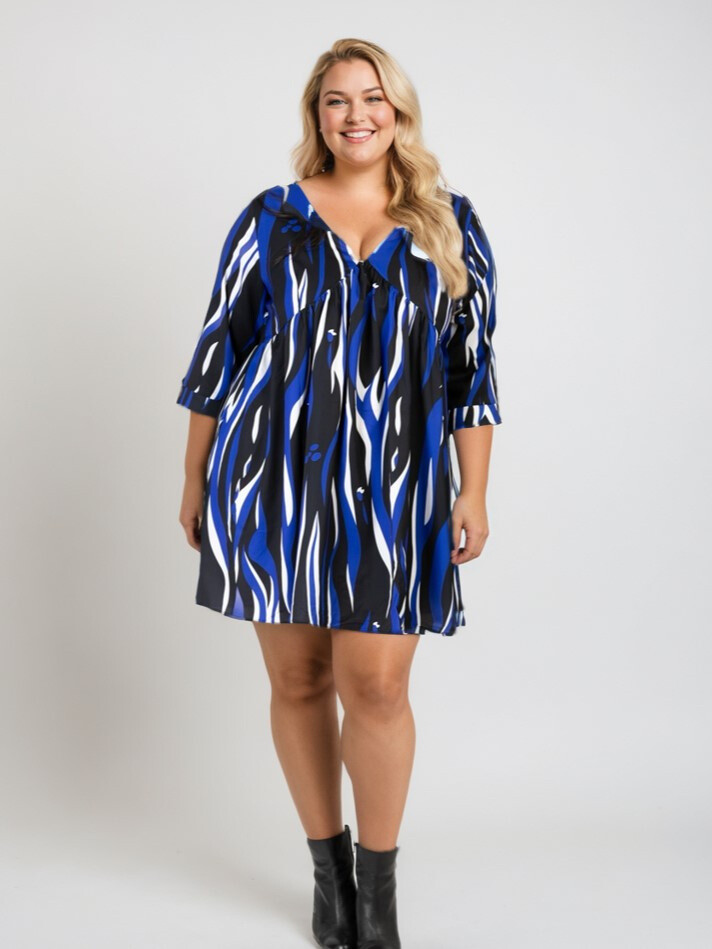 Grossiste Pomme Rouge Paris - Robe grande taille imprimée camel (C6609)