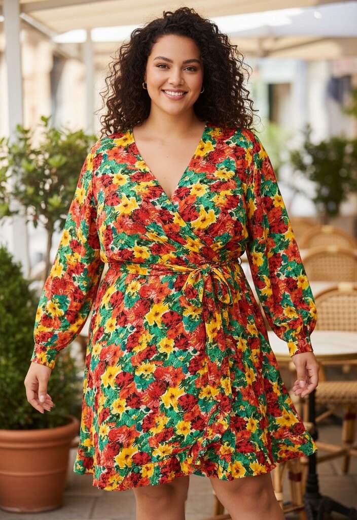 Grossiste Pomme Rouge Paris - Robe cache cœur grande taille imprimé jaune
