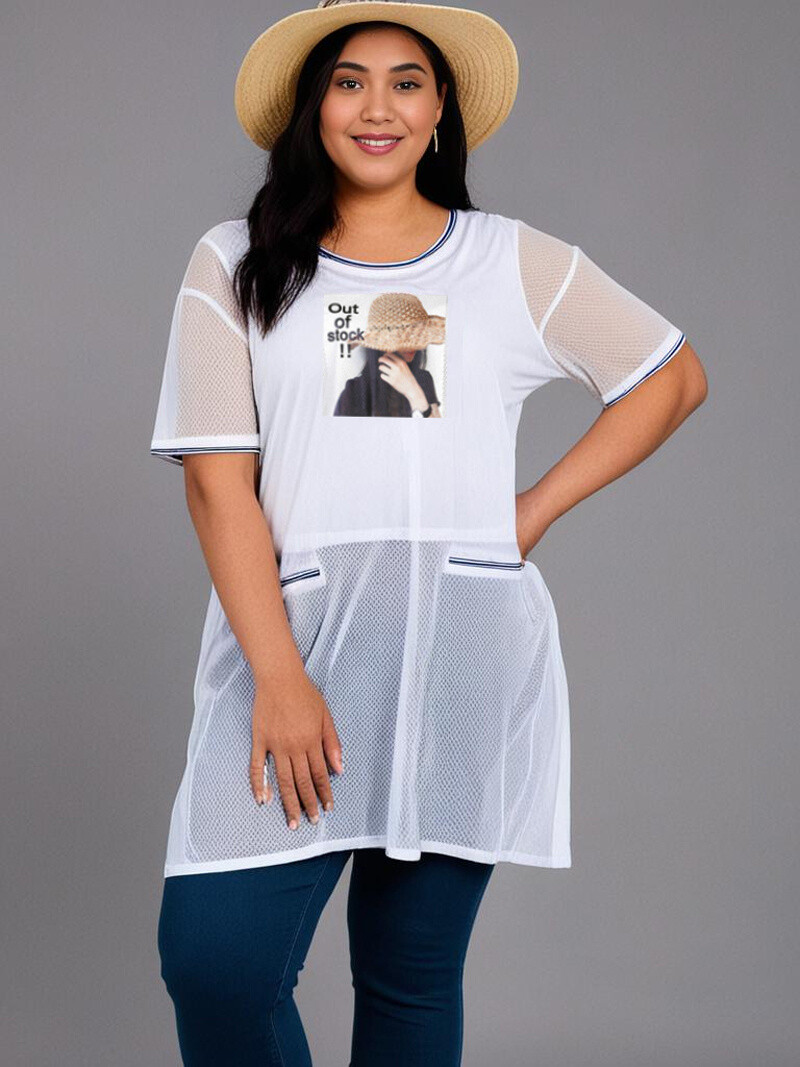 Grossiste Pomme Rouge Paris - Robe deux en un avec motif blanc (C6562)