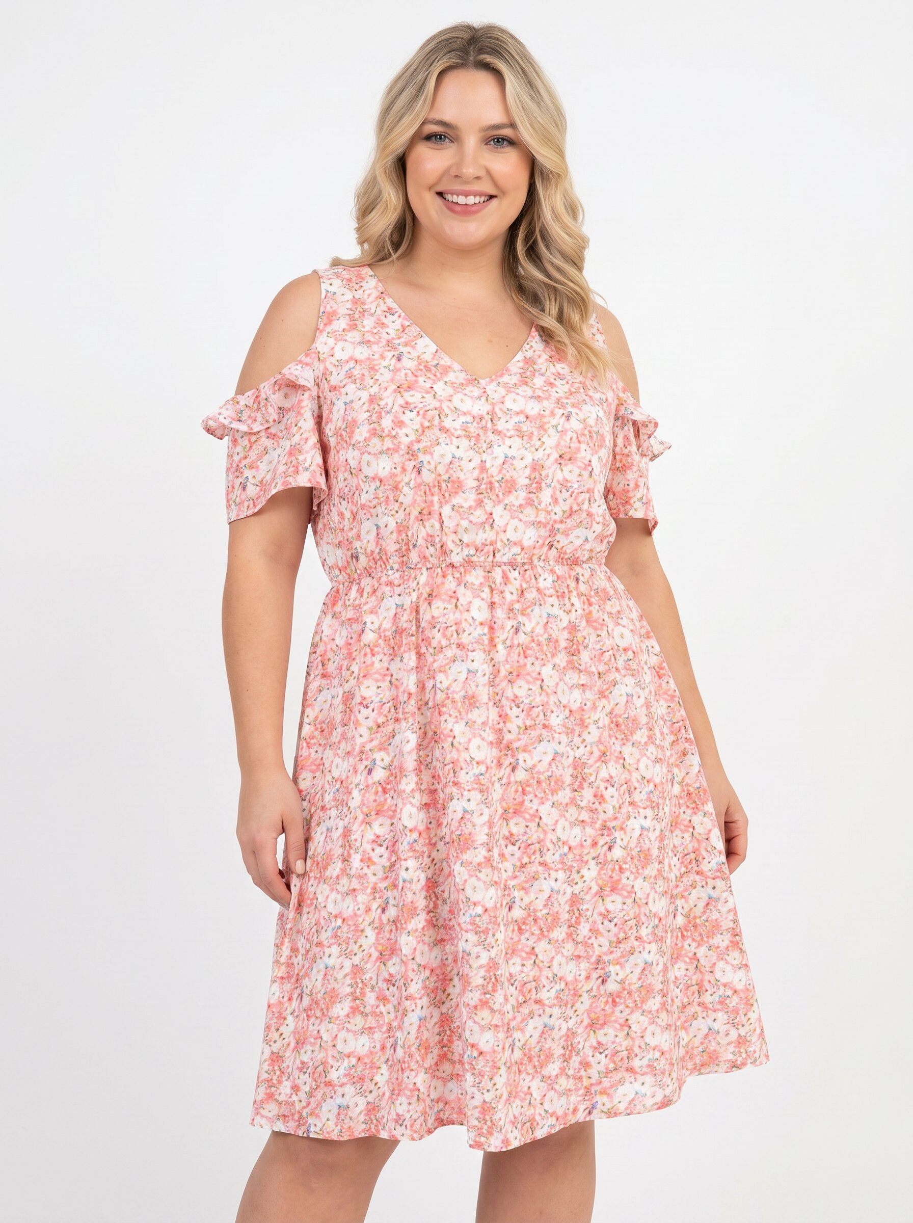 Grossiste Pomme Rouge Paris - Robe grande taille imprimé rouge (C6575)