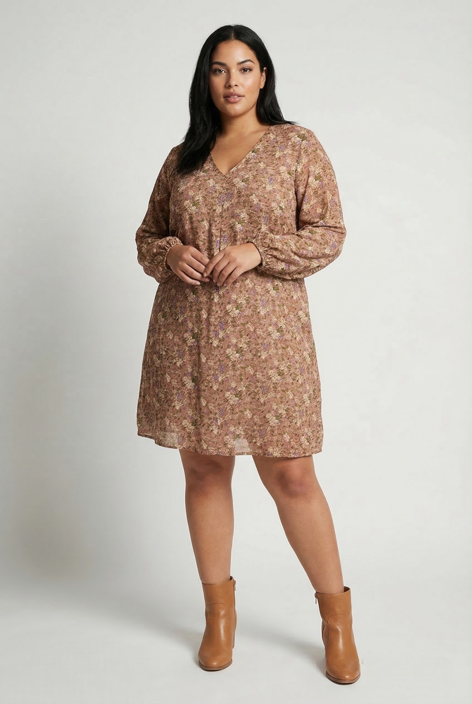 Grossiste Pomme Rouge Paris - Robe imprimé fleurie et lurex grande taille