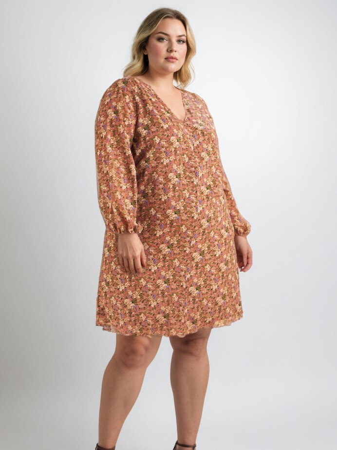 Grossiste Pomme Rouge Paris - Robe imprimé fleurie grande taille (C6189)