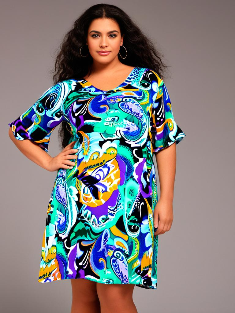 Grossiste Pomme Rouge Paris - Robe trapeze imprimé bleu (C6539)