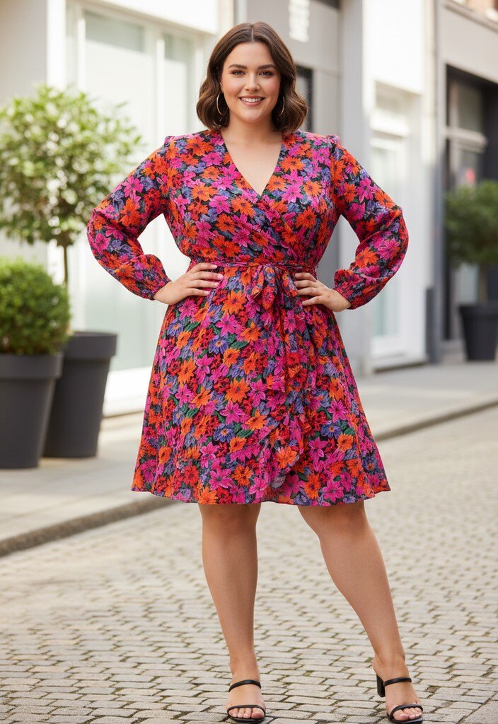 Grossiste Pomme Rouge Paris - Robe cache cœur grande taille imprimé violet