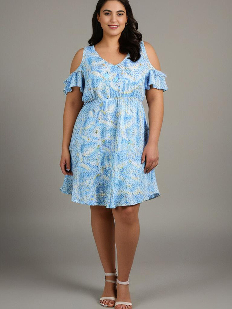 Wholesaler Pomme Rouge Paris - Large blue print dress (C6575)
